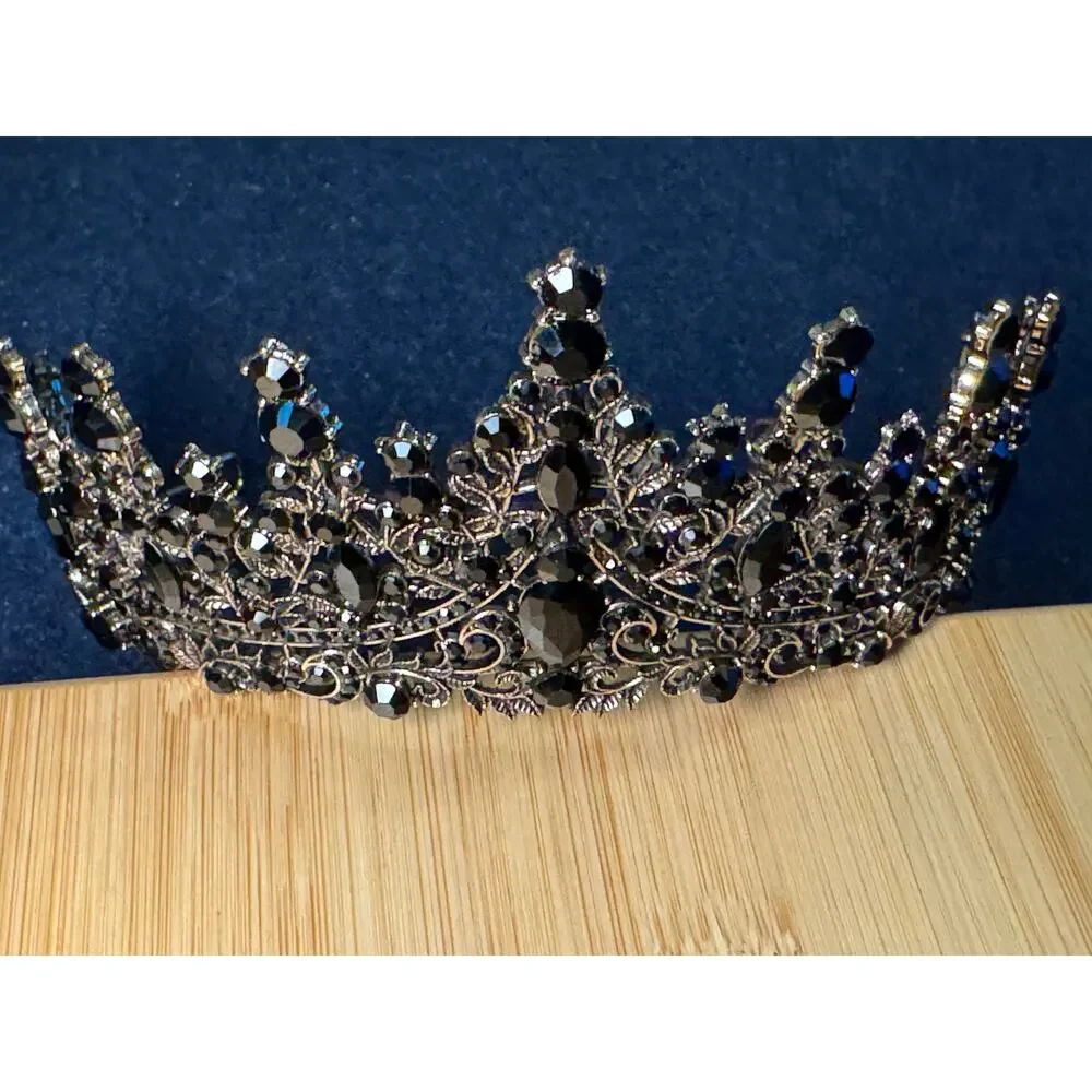 Silver w/ Black Rhinestones Princess Style Tiara
